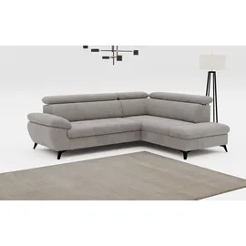 Cotta Ecksofa COTTA "Hudson L-Form, B: 256 cm", grau (stone), B:256cm T:207cm, Sofas, Ecksofa, mit Kopfteilverstellung, optional Bettfunktion & Bettkasten