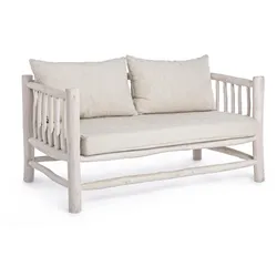 Sofa Sahel aus Teakholzzweigen, Weiß