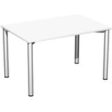 geramöbel Flex Schreibtisch weiß, silber rechteckig, 4-Fuß-Gestell silber 120,0 x 80,0 cm