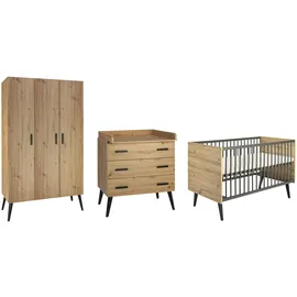Schardt Baby-/Kinderzimmer-Set Morris Oak 3-teilig Artisan/Anthrazit