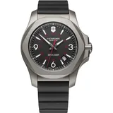 Victorinox Herren Armbanduhr I.N.O.X. Titanium Ø 43mm, Swiss Made, Analog Quarz, Wasserdicht bis 200 m, Kautschuk-Armband, Schwarz