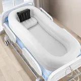 LENDISIY Medizinische Aufblasbare Badewanne für Erwachsene, Tragbare PVC Badewanne Duschbadewannen Set mit Luftpumpe, Bettlägerig Tragbares Duschsystem Am Bett für Behinderte, ältere Menschen