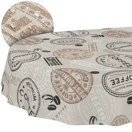 ANRO Tischdecke aus Stoff Oval 180 x 140 cm Braun