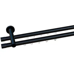Gardinenstange INDEKO "Consul", schwarz, L:160cm Ø:20mm, Aluminium, Gardinenstangen, Innenlauf Komplett-Set inkl. Gleitern und Montagematerial