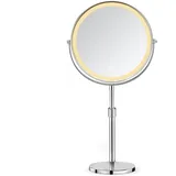 AIMAX 10X/1X Wiederaufladbarer Kosmetikspiegel mit Beleuchtung, 38-48 cm Höhenverstellbarer 8 Zoll Schminkspiegel, 3 Lichtfarben&Helligkeit Dimmbar, 360° drehbarer Doppelseitiger Tischspiegel