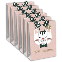 Clairefontaine 6x Geschenktasche 26,5x14x33cm, Weihnachten Cat'Mas - Katzenmotiven, 1
