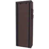 Intirilife Faltschrank 170x58x28 cm in KOKOS BRAUN - Mit Reißverschluss Stoffschrank Kleiderschrank Schuhregal mit 9 Ablagefächern - Camping Steckschrank Textil Garderobe