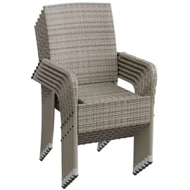 Juskys Yoro Polyrattan Gartenstuhl Grau 6 St.