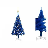 vidaXL Künstlicher Weihnachtsbaum Beleuchtung & Kugeln Blau 120 cm