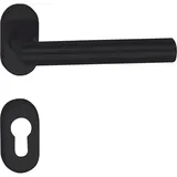 Marchesi Drückergarnitur Riga - Türklinke auf ovaler Rosette Pz, Edelstahl schwarz matt,