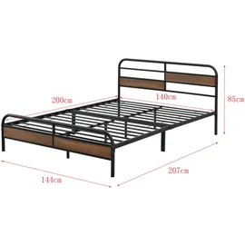 [en.casa] Metallbett Aarau 140 x 200 cm mit Kaltschaummatratze Schwarz