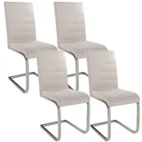Juskys Freischwinger Stuhl Vegas mit Cord - Beige