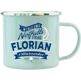 History & Heraldry Echter Kerl - Emaille Becher Florian - individuelle und personalisierte Tasse mit Name und Spruch