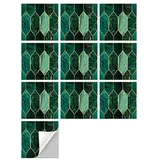 Coonoor Fliesenaufkleber Wandfliesenaufkleber, 10 St PVC Selbstklebende,(15cm,20cm zwei Größen) (10 St., Spritzschutz), Fliesenaufkleber für Wohnzimmer, Küche, Badezimmer, Heimdekoration grün 15 cm