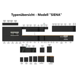 Küchen-Preisbombe SIENA BASIC Küchenzeile 280 cm Schwarz