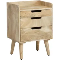 Wohnling Wohnling, Nachttisch Hellbraun, Holz, Mangoholz, massiv, 3 Schubladen,