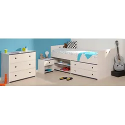 Jugendzimmer-Set PARISOT "Smoozy", weiß (weiß mit kieferstruktur), Schlafzimmermöbel-Sets