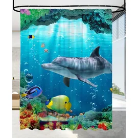 Sanilo Duschvorhang Delphin Korallen 180 x 200 cm blau