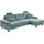 die planbar Ecksofa PP-LA19101 L-Form, Breite 316 cm, wahlweise mit Bettfunktion und verstellbaren Kopfstützen, in Cord blau