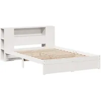 VidaXL Massivholzbett mit Regal ohne Matratze Weiß 120x200 cm