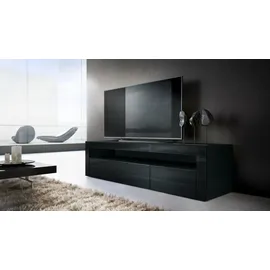 Vladon Valencia Lowboard 155 x 46 x 40 cm Schwarz matt/Hochglanz MDF/Spanplatte