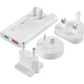 CHOETECH USB-C und USB-A GaN Fast Charger (65 W, 2 Ports), USB Ladegerät, Weiss