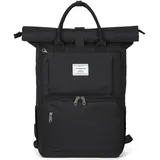 RAINSMORE Rolltop Rucksack Damen Herren Groß Laptop Rucksack 15.6 Zoll Rucksack Wasserdicht Schwarz Backpack Schulrucksack Reiserucksack Tagesrucksäcke