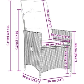 vidaXL Gartensessel 58 x 71 x 92 cm beige 1 St.