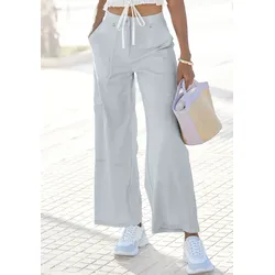 Cargohose BUFFALO, Damen, Gr. 34, N-Gr, blau (bleu), Web, Obermaterial: 100% Lyocell, unifarben, modisch, figurumspielend lang, Hosen, aus Lyocell in weiter Form, lässige Stoffhose mit seitlichen Taschen