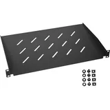 HMF 65499 Fachboden für Serverschrank 19 Zoll 1 HE | 300 mm Einbautiefe | Schwarz