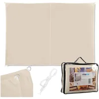 Relaxdays Sonnensegel, 2x3 m, Polyester, wasserdicht, Segeltuch mit Ösen & Spannseilen, Sonnentuch rechteckig, beige