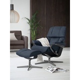 Stressless Stressless® Relaxsessel »Reno«, (Set, Relaxsessel mit Hocker), mit Hocker, mit Cross Base, Größe S, M & L, Holzakzent Schwarz, blau