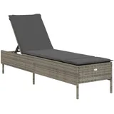 vidaXL Sonnenliege mit Auflage Grau Poly Rattan 198 x 55 x 39/50/62/75/88/97 cm