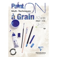 Clairefontaine 975050C PaintOn Block (mit 2 Körnungen, 250 g, hochqualitativ, DIN A3, 29,7 x 42 cm, geleimt, 20 Blätter, ideal für Multitechniken, 100% Zellulose) weiß