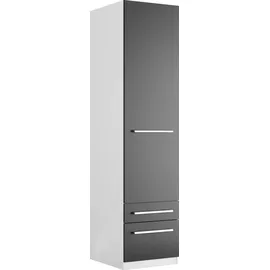 Priess Kleiderschrank PRIESS "Schrank Garderobe Wäscheschrank Barcelona in 5 Breiten", schwarz (schwarz, weiß), B:48cm H:193cm T:54cm, Holzwerkstoff, Schränke, Kleiderschrank, viel Stauraum, geräumige Schubkästen, mit Spiegel, MADE IN GERMANY