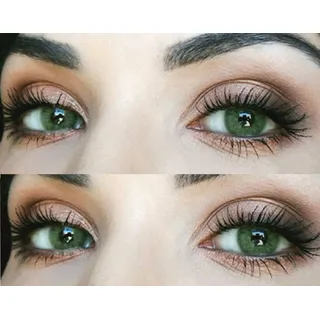 Sehr stark deckende und natürliche grüne Kontaktlinsen SILIKON COMFORT NEUHEIT farbig Jasmine Green + Behälter von GLAMLENS - 1 Paar (2 Stück) - DIA 14.00 - mit Stärke -7.00 Dioptrien