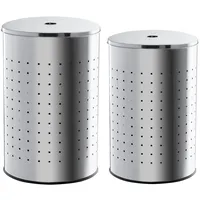 Home4You Wäschesammler-Set 2-teilig, Edelstahl 37 Liter 54 Liter