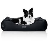 BedDog Premium Orthopädisches Hundebett BUFFY Memory Foam Kunstleder,THE-ROCK (schwarz/grau),(XL) ca. 90x80x25cm