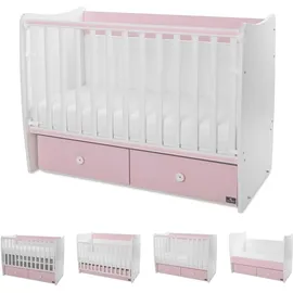 Lorelli Babybett MATRIX NEW 120 x 60 cm, 2 Ebenen, 2 Schubladen rosa