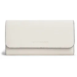Geldbörse TOMMY HILFIGER "TH MODERN LRG FLAP WALLET", Damen, creme, Lederimitat, unifarben, Kleinlederwaren, Damen Geldbeutel, Portemonnaie mit Logo-Schriftzug