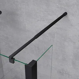 doporro Duschwand 120x200cm Walk-in mit 30cm Nebenteil, 8mm Duschabtrennung Bremen schwarz mit Stabilisator, aus Echtglas Esg-sicherheitsglas Klarglas Inkl. Nanobeschichtung