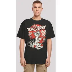 T-Shirt F4NT4STIC "Tom und Jerry Rocket Prank", Herren, Gr. XL, schwarz, Obermaterial: 100% Baumwolle, casual, oversize, Rundhals, Kurzarm ohne Bündchen, Shirts, Print