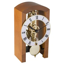 HERMLE 23015-160721 Moderne Skelett-Tischuhr, Kirschbaum Braun, 18cm x 9cm x 11cm