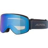 Alpina SLOPE Q-LITE - Verspiegelte, Kontrastverstärkende OTG Skibrille Mit 100% UV-Schutz Für Erwachsene, black-dirtblue matt, One Size