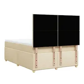 vidaXL Boxspringbett mit Matratze Creme 140x190 cm Stoff