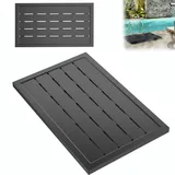 AufuN Bodenelement Kunststoff Anti Rutsch für Gartendusche, Solardusche, Poolleiter oder Pool, Anthrazit Bodenplatte 105x63x5.5cm inkl. Montagematerial (1 stück)