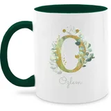 Tasse Tassen 325ml - Anfangsbuchstabe - Buchstabe Name - Persönliches individuelles Geschenk selbst gestalten bedrucken mit Namen Geschenkidee Geschenk mit Namen - 325 ml - Dunkelgrün