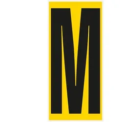 Buchstabe M, für den Boden, gelb/schwarz, Kunststoff, 180x400mm, 3/VE