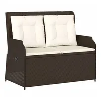 VidaXL Gartenbank Verstellbar mit Kissen Braun Poly Rattan