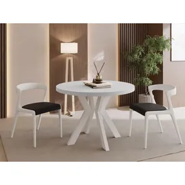 WFL GROUP Runder Esstisch 90 x 77 x 90 cm weiß